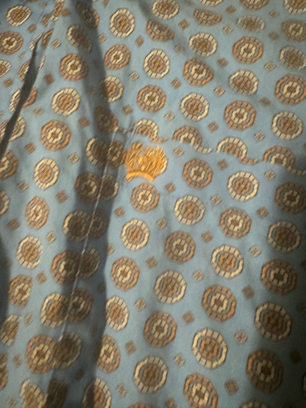 Cinch Blue Short-Sleeve Button Down Shirt with Circular Print - Picture 2 of 4